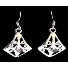 Boucles d'Oreilles indiennes Pierre de Lune - Bijoux Inde Boucles d'Oreilles indiennes Pierre de Lune - Bijoux Inde