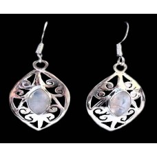 Boucles d'Oreilles indiennes Pierre de Lune - Bijoux Inde Boucles d'Oreilles indiennes Pierre de Lune - Bijoux Inde