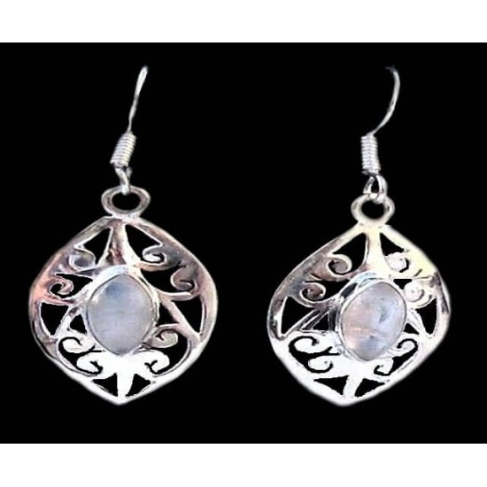 Boucles d Oreilles indiennes Pierre de Lune - Bijoux Inde,Boucles d Oreilles indiennes