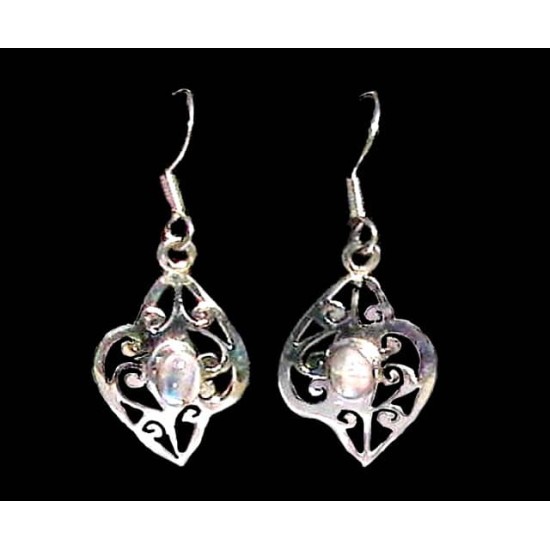 Boucles d Oreilles indiennes Pierre de Lune - Bijoux Inde,Boucles d Oreilles indiennes