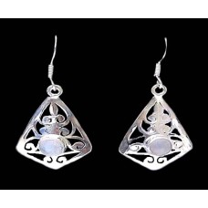 Boucles d'Oreilles indiennes Pierre de Lune - Bijoux Inde Boucles d'Oreilles indiennes Pierre de Lune - Bijoux Inde