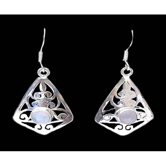 Boucles d Oreilles indiennes Pierre de Lune - Bijoux Inde,Boucles d Oreilles indiennes