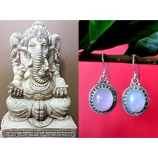 Boucles d'Oreilles indiennes Pierre de Lune - Bijoux Inde Boucles d'Oreilles indiennes Pierre de Lune - Bijoux Inde