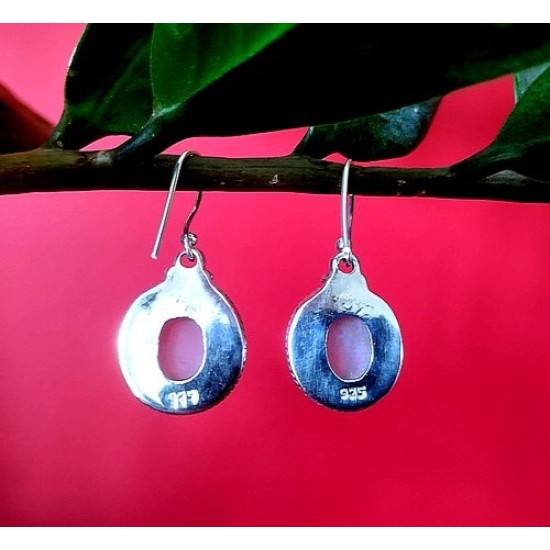 Indian silver labradorite earrings - India Jewelry