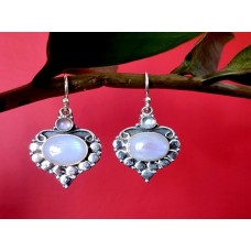 Boucles d'Oreilles indiennes Pierre de Lune - Bijoux Inde Boucles d'Oreilles indiennes Pierre de Lune - Bijoux Inde