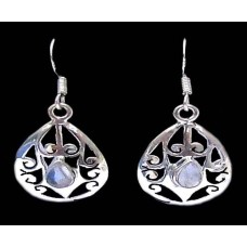 Boucles d'Oreilles indiennes Pierre de Lune - Bijoux Inde Boucles d'Oreilles indiennes Pierre de Lune - Bijoux Inde