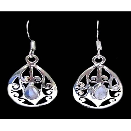 Boucles d Oreilles indiennes Pierre de Lune - Bijoux Inde,Boucles d Oreilles indiennes