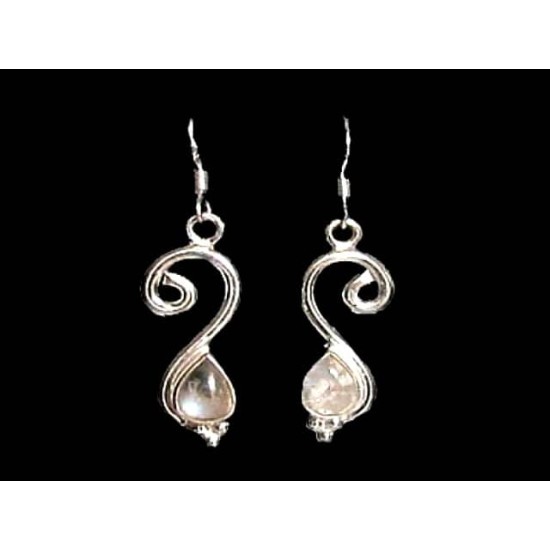 Boucles d Oreilles indiennes Pierre de Lune - Bijoux Inde,Boucles d Oreilles indiennes