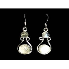 Boucles d'Oreilles indiennes Pierre de Lune - Bijoux Inde Boucles d'Oreilles indiennes Pierre de Lune - Bijoux Inde