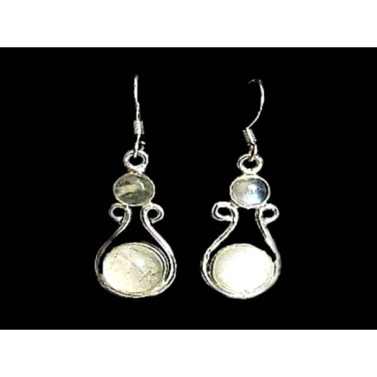 Boucles d Oreilles indiennes Pierre de Lune - Bijoux Inde,Boucles d Oreilles indiennes