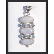 Pendentif indien argent et Pierre de Lune - Bijoux indiens