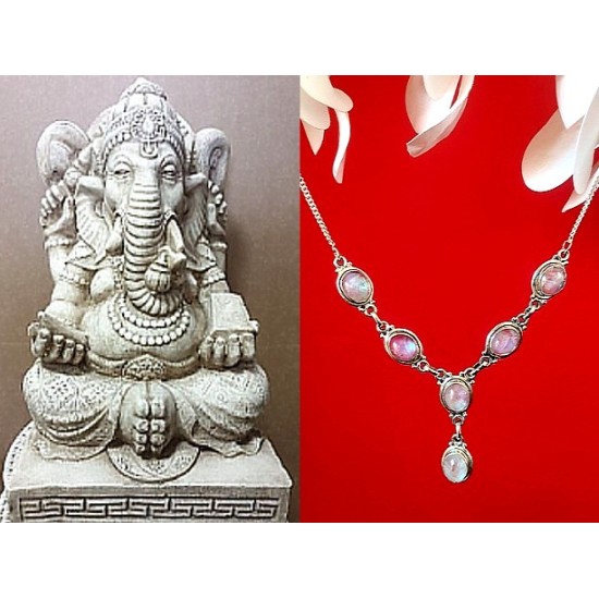 Collier indien argent et Pierre de Lune - Bijoux inde,Colliers indiens