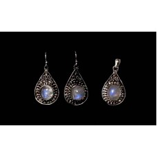 Bijoux inde - parure indienne argent pierre de lune Bijoux inde - parure indienne argent pierre de lune