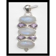 Pendentif indien argent et Pierre de Lune - Bijoux indiens