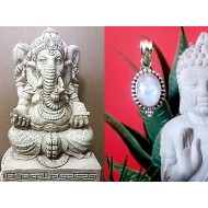 Pendentif indien argent et Pierre de Lune - Bijoux indiens