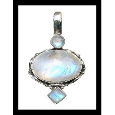 Pendentif indien argent et Pierre de Lune - Bijoux indiens Pendentif indien argent et Pierre de Lune - Bijoux indiens