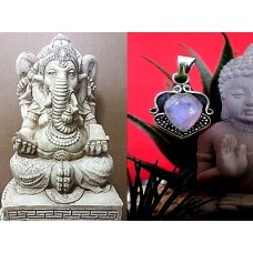 Pendentif indien argent et Pierre de Lune - Bijoux indiens Pendentif indien argent et Pierre de Lune - Bijoux indiens