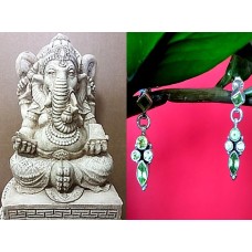 Boucles d'Oreilles indiennes argent et Péridot - Bijoux Inde Boucles d'Oreilles indiennes argent et Péridot - Bijoux Inde
