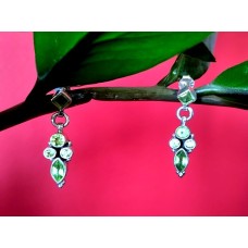 Boucles d'Oreilles indiennes argent et Péridot - Bijoux Inde Boucles d'Oreilles indiennes argent et Péridot - Bijoux Inde