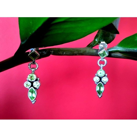 Indian silver jewellery - Indian Peridot Earrings,Indian Earrings