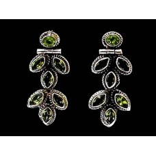 Boucles d'Oreilles indiennes argent et Péridot - Bijoux Inde Boucles d'Oreilles indiennes argent et Péridot - Bijoux Inde