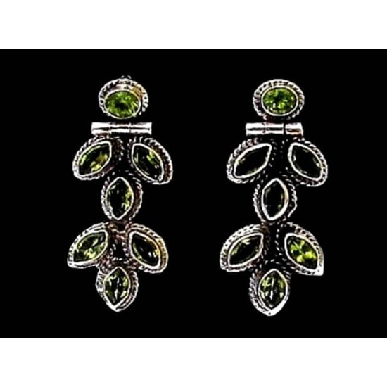 Indian silver jewellery - Indian Peridot Earrings,Indian Earrings