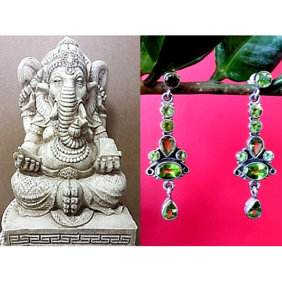 Indian silver jewellery - Indian Peridot Earrings,Indian Earrings