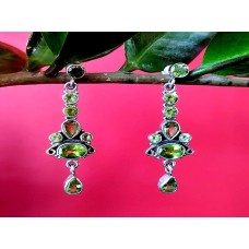 Boucles d'Oreilles indiennes argent et Péridot - Bijoux Inde Boucles d'Oreilles indiennes argent et Péridot - Bijoux Inde