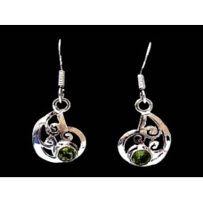 Boucles d'Oreilles indiennes argent et Péridot - Bijoux Inde Boucles d'Oreilles indiennes argent et Péridot - Bijoux Inde