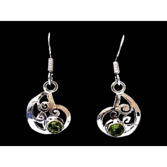 Indian silver jewellery - Indian Peridot Earrings,Indian Earrings