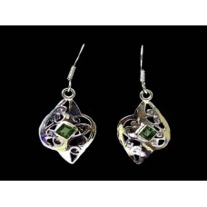 Boucles d'Oreilles indiennes argent et Péridot - Bijoux Inde Boucles d'Oreilles indiennes argent et Péridot - Bijoux Inde