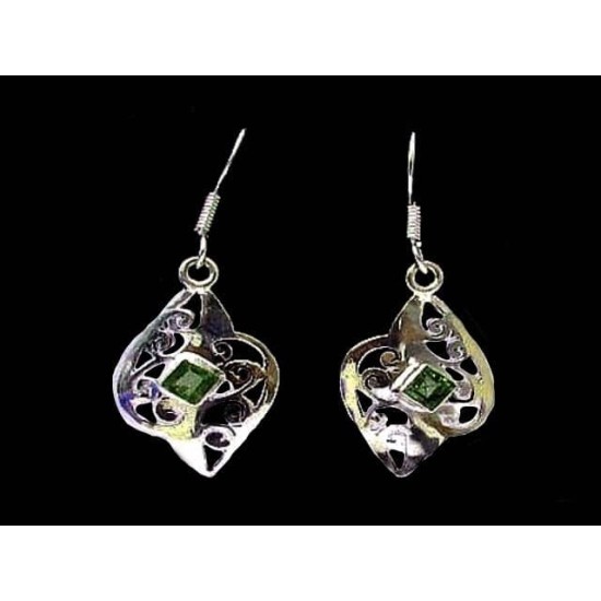 Indian silver jewellery - Indian Peridot Earrings,Indian Earrings