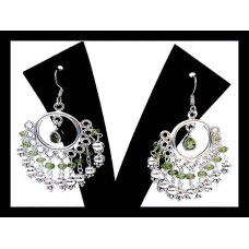 Boucles d'Oreilles indiennes argent et Péridot - Bijoux Inde Boucles d'Oreilles indiennes argent et Péridot - Bijoux Inde