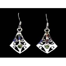 Boucles d'Oreilles indiennes argent et Péridot - Bijoux Inde Boucles d'Oreilles indiennes argent et Péridot - Bijoux Inde