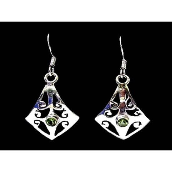 Boucles d Oreilles indiennes argent et Péridot - Bijoux Inde,Boucles d Oreilles indiennes