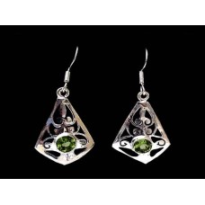 Boucles d'Oreilles indiennes argent et Péridot - Bijoux Inde Boucles d'Oreilles indiennes argent et Péridot - Bijoux Inde