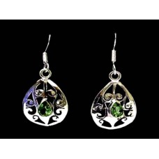 Boucles d'Oreilles indiennes argent et Péridot - Bijoux Inde Boucles d'Oreilles indiennes argent et Péridot - Bijoux Inde