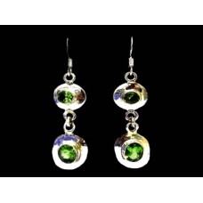 Boucles d'Oreilles indiennes argent et Péridot - Bijoux Inde Boucles d'Oreilles indiennes argent et Péridot - Bijoux Inde