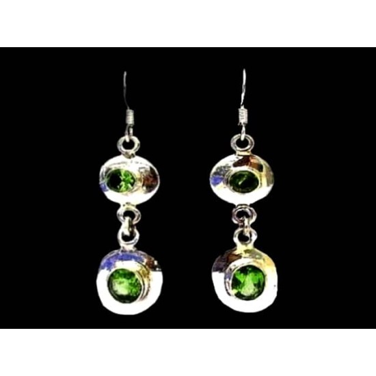 Indian silver jewellery - Indian Peridot Earrings,Indian Earrings