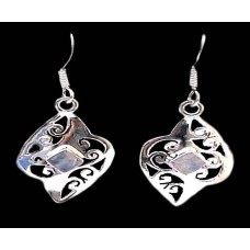 Boucles d'Oreilles indiennes Pierre de Lune - Bijoux Inde Boucles d'Oreilles indiennes Pierre de Lune - Bijoux Inde