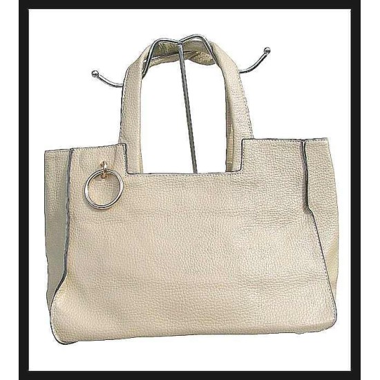 Ladies handbag - handbag Dark Beige color,White-Beige hand bags