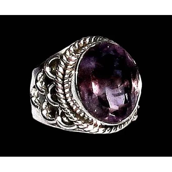 Bijoux indiens - Bague indienne Améthyste (BG-AM-504P) Bijoux indiens - Bague indienne Améthyste,Bagues hommes avec Pierre