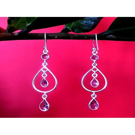 Bijoux indiens argent - Boucles d'Oreilles indiennes Améthyste (BO-AM-194) Bijoux indiens argent - Boucles d Oreilles indiennes Améthyste,Boucles d Oreilles indiennes
