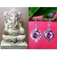 Indian silver jewellery - Earrings Amethyst Indian (BO-AM-609) Indian silver jewellery - Earrings Amethyst Indian,Indian Earrings