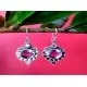 Indian silver jewellery - Earrings Amethyst Indian (BO-AM-609) Indian silver jewellery - Earrings Amethyst Indian,Indian Earrings