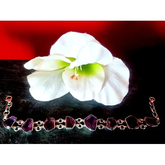Bijoux indiens argent - Bracelet indien Améthyste (BR-AM-05) Bijoux indiens argent - Bracelet indien Améthyste,Bracelets indiens
