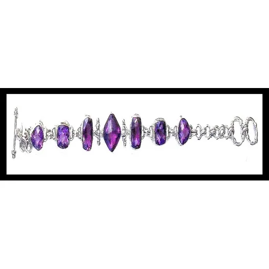 Indian silver jewellery - Indian Amethyst Bracelet (BR-AM-11-1) Indian silver jewellery - Indian Amethyst Bracelet,Indian bracelets