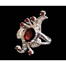 Bague argent rhodié Grenat naturel Bague argent rhodié Grenat naturel