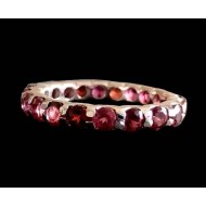 Rhodium Silver Natural Garnet Ring