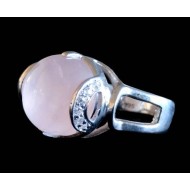 Indian silver rhodium jewelry - Indian Pink Quartz Ring
